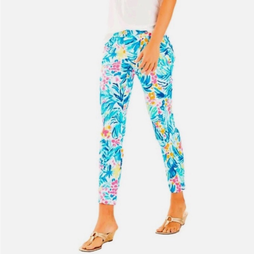 Lilly Pulitzer Kelly Skinny Ankle Pant Size 00 Serene Blue Tippy Top Stretch